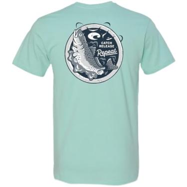 Imagem de Costa Del Mar Camiseta masculina Trout Chill Regular Fit 100% malha de algodão camiseta masculina gola redonda, manga curta, Resfriar, M