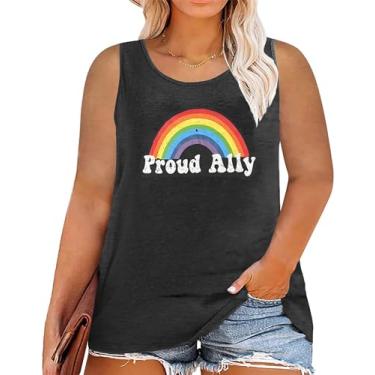 Imagem de Camiseta feminina plus size orgulho gay orgulho LGBT Camisetas Love Wins Lesbian Igualdade Arco-íris Gay Ally Tops sem mangas (2-5X), Cinza escuro - 005, XXG