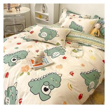 Imagem de Jogo de cama floral romântico, lençol de cima com fronhas, solteiro, Queen, roupa de cama casal para meninos e meninas (I Twin 4 peças)