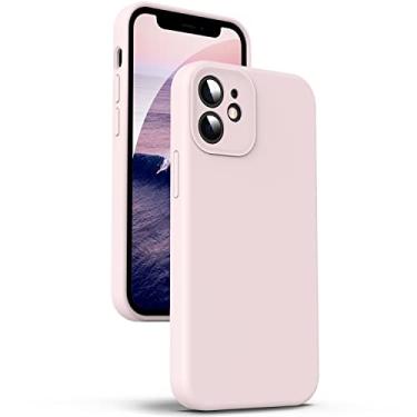 Imagem de Supdeal Capa de silicone líquido para iPhone 12 Mini, [proteção da câmera] [antiimpressão digital] capa protetora de 4 camadas para celular, capa de microfibra embutida, 13,7 cm, rosa