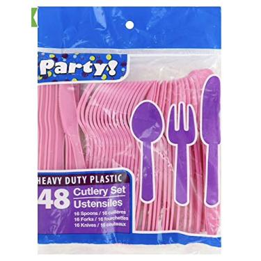 Imagem de Conjunto de talheres de plástico resistente com 48 peças (colheres, garfos, facas)