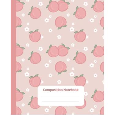 Imagem de Caderno de composição pastel pêssego pautado na faculdade: caderno rosa kawaii, presentes fofos de pêssego para adultos, adolescentes e crianças
