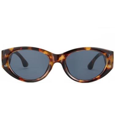 Imagem de Cyxus Óculos de sol com proteção UV 2024 moderno estilo vintage armação oval 99% UVA UVB para homens e mulheres 1158, 1158- Armação de tartaruga - Lente cinza, Medium