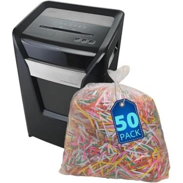 Imagem de 1InTheOffice Sacos para triturador de 15,8 galões, sacos para resíduos de triturador de papel 15,8 gal., 50/caixa
