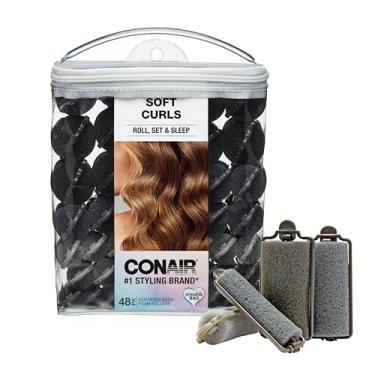 Imagem de Conair Foam Self Grip Hair Rollers, Heatless Curler, Foam Rollers Black & Gray, Assorted Sizes, 48 Pack