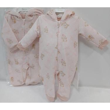 Imagem de Macacão Longo Malha Bebê Menina Estampado Paraiso Ref 12981 - Rosa Chá - M ( 3 - 6  MESES )-Feminino