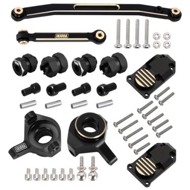 Imagem de NJORA RC Junta de direção de latão preto atualizada, capa de diferencial e conjunto de elos de direção para varão de direção para acessórios de carro RC Axial SCX24 AXI90081 peças