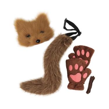 Imagem de oshhni Conjunto de Máscara E Cauda Therian com Patas de Fantasia para Dramatização de Performance de Palco, marrom