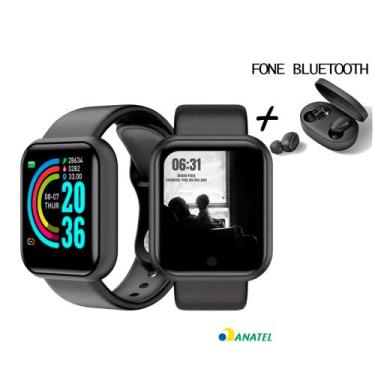 Imagem de Kit Relogio Inteligente Smart Watch Y68 D20 Pro+ Fone Sem Fio Bluetoot