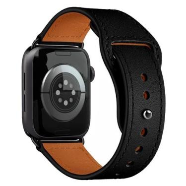 Imagem de Pulseira Couro Fecho Botão Pino Compatível com Apple Watch - Baú do Vi