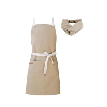 Imagem de Avental e Faixa Bege Caqui Nude Algodao Cafeteria Bar Vegano - CASACHA