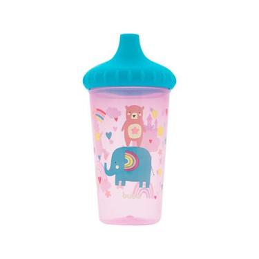 Imagem de Copo Infantil com Tampa 300ml Buba Antivazamento Unicórnio, Rosa e Azu