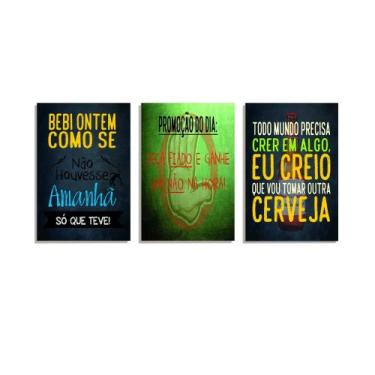 Imagem de Quadro Decorativo Bebidas Cerveja Churrasco Kits 3 Uni 003 - Create Co