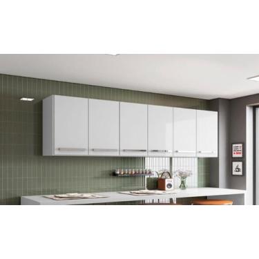 Imagem de Armario de Parede 6 Portas Branco Maldivas Brienza Movelaria - Casa Mo