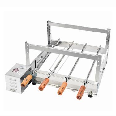 Imagem de Churrasqueira Elétrica Giratória 4 Espetos Aço Inox Regulável Rotativa