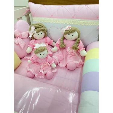 Imagem de Kit Trio De Boneca De Pano Manu Para Nicho Decoração Rosa Bebê - Polyb