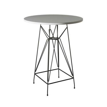 Imagem de Mesa Bistrô Alta Eames 60cm Branca Base Ferro Preto - Up Home, BRANCO