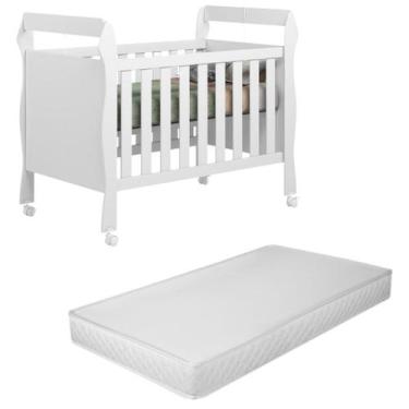 Imagem de Berço Mini Cama Grade Proteção Suporte Mosquiteiro Colchão - B&A BENTO