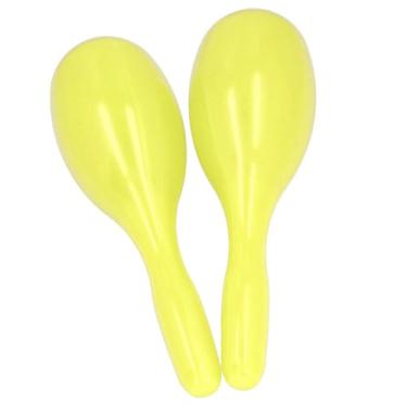 Imagem de 2 Unidades de Música Maracas Em Formato Oval de Plástico Chocalhos de Percussão Feitos Com Corpo ABS e Alça para Festa KTV (Amarelo)