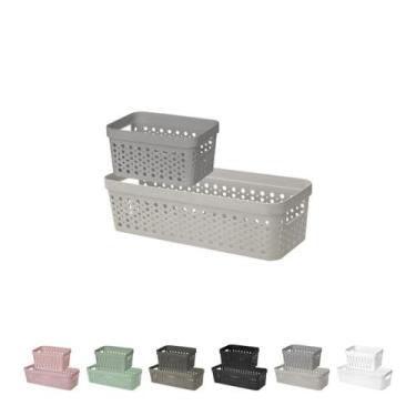 Imagem de Kit 2 Cestos Organizador Trama Rattan 2000ml/3600ml s/ Tampa - Usual U