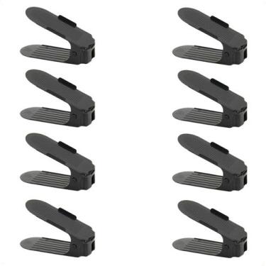 Imagem de Kit 8 Organizadores de Sapato Reforçado com Regulagem Preto - 123 orga