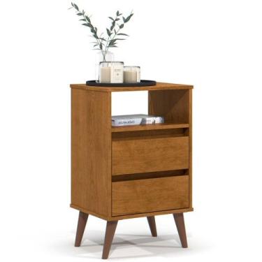 Imagem de Mesa de Cabeceira Pés Retrô 2 Gavetas 43cm Roma Freijó - EJ Móveis - E