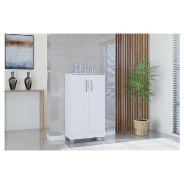Imagem de Armário Multiuso Ambiente 2 Portas Pequeno Branco Brilho - Poquema - P