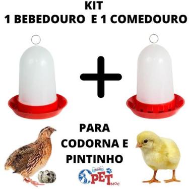 Imagem de Kit 1 Comedouro e 1 Bebedouro de Codorna, Galinha, Pinto - Aves em Ger