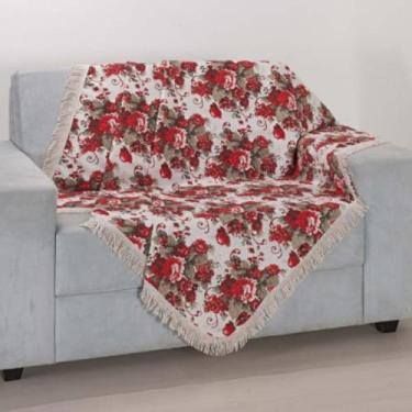 Imagem de Manta Xale Para Sofá Sala Casa Luxo Flor Vermelha - Gabi Flor