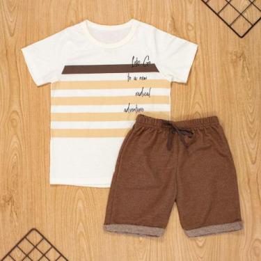 Imagem de Conjunto curto infantil 2 ao 10  algodão let's go radical creme - Era 