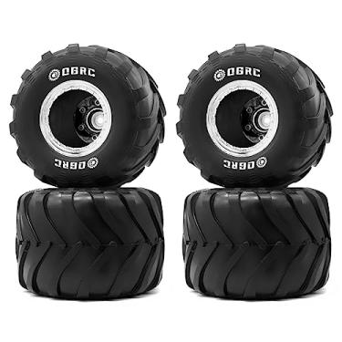 Imagem de OGRC 1.0 RC Monster Truck Wheel Rim Tires Set for FCX24 SCX24 C10 JLU Deadbolt Gladiator Bronco 1/24 Crawler Car (Silver)