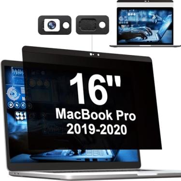 Imagem de Mamol Película de privacidade para MacBook Pro de 16 polegadas 2019 (A2141), protetor de tela de privacidade com filtro de luz azul antireflexo removível com capa de webcam para laptop Apple Mac de 16 polegadas