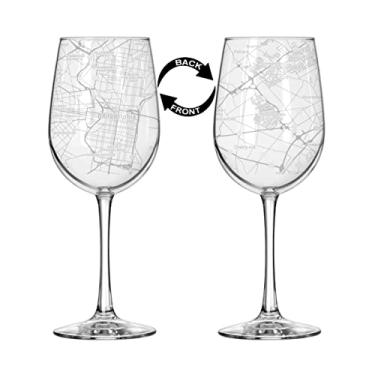 Imagem de Taça de vinho de haste alta de 473 ml para envolver vinho tinto ou branco em torno do mapa da cidade Filadélfia, Pensilvânia