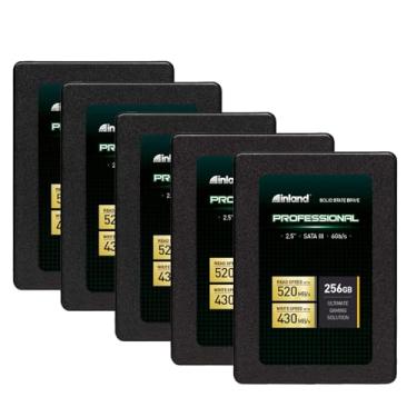 Imagem de INLAND SSD profissional de 256 GB 3D TLC NAND SATA III 6 Gb/s 6.3 cm SATA Unidade interna de estado sólido, upgrade para laptop e desktops (pacote com 5)