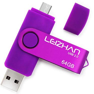 Imagem de Pendrive de metal LEIZHAN 32 GB OTG USB Flash Drive 64GB128GB para smartphone Android USB 2.0 Micro USB Pen Drive para Samsung, Huawei, Purple(Micro+USB2.0), 64GB