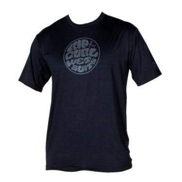 Imagem de Rip Curl Camiseta masculina clássica de manga curta Planet Rashguard (preta, grande)