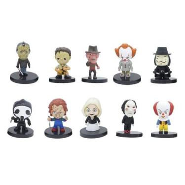 Imagem de Kit 10 bonecos terror freddy jason chucky ghostface action figure
