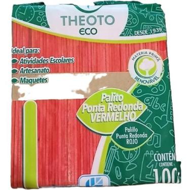 Imagem de 100 Palito Picolé Sorvete Ponta Redonda Theoto - 6 Cores, Vermelho