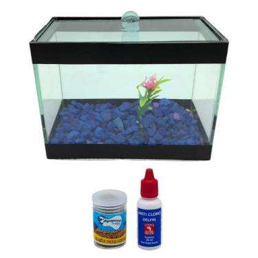 Imagem de Aquario Beteira 2 Litros Completo Com Pedra Planta Anti- Cloro Ração -