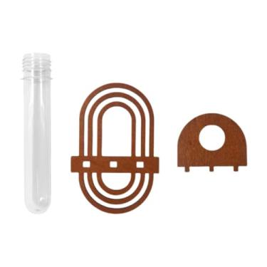 Imagem de Generic Vaso hidropônico para parede, prateleira de madeira para pendurar na janela, sala de estar, decorativa, tubo de ensaio interno, propagador de, Prateleira Oval de 3 Camadas