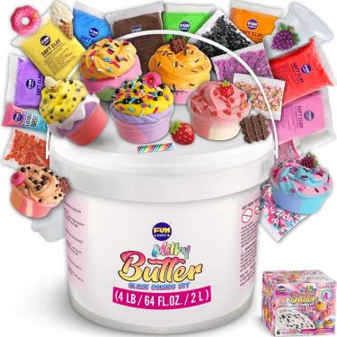 Imagem de Slime Kit FunKidz Milky Butter, balde de 2 litros com 29 suplementos de 4 libras