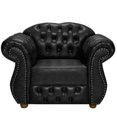 Imagem de Duas Poltronas Chesterfield Merlo - Corano Preto / decoração, sala tv 
