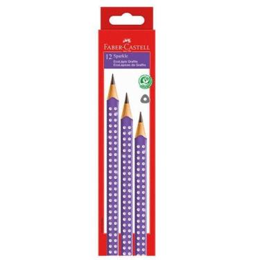Imagem de Lápis preto sparkle lilás nr 2B triangular SPKLI 12 unid Faber Castell