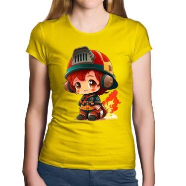 Imagem de Baby Look Algodão Bombeiro Mirim - Foca na Moda, Amarelo, GGG