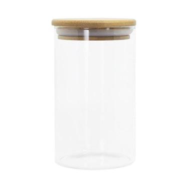 Imagem de Pote de Vidro com Tampa de Bambu Oikos 600ML Hermético Redondo