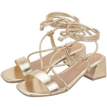 Imagem de Tamanco Feminino Salto Medio Bloco Corrente Confortável Adulto - Angel