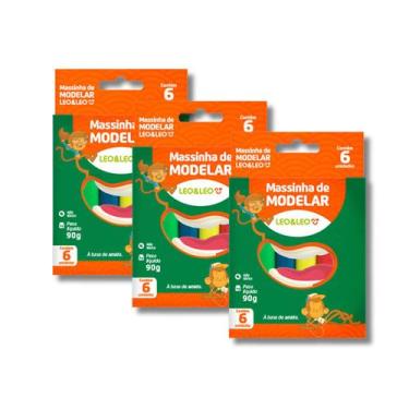 Imagem de Kit Com 3 Massinha De Modelar 90g Caixa C/ 6 Cores  - Leo & Leo