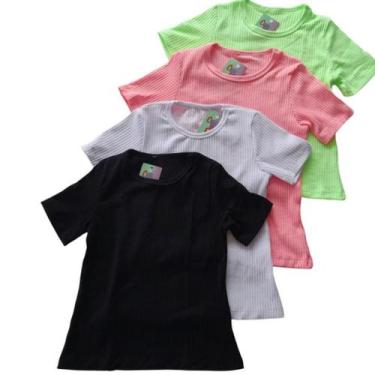 Imagem de Blusa infantil menina Manga curta Canelada 1 ao 16 09-A Lavin Basic, R