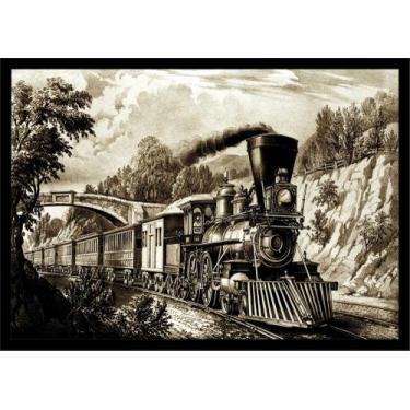 Imagem de Quadro Decorativo Trem Locomotiva Máquinas Vintage Salas Quartos Escri