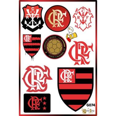 Imagem de 1 Cartela de Adesivos - Time de Futebol Flamengo - C/ 9 Adesivos - G07